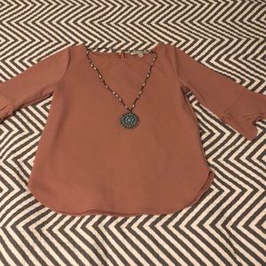 Tulip Sleeve Blush Colored Top🍑